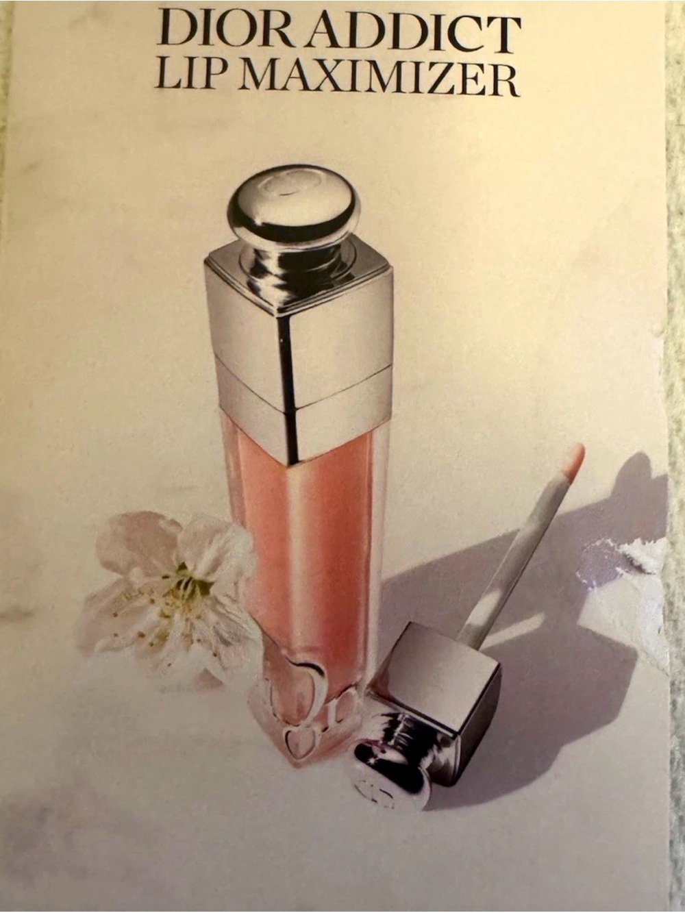 Dior Addict Lip Maximizer Gloss in Soft Peach-Pink Sample card